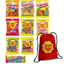 Chupa Chups Fruit - tella Mentos Sweets 9 pcs Set + Bag