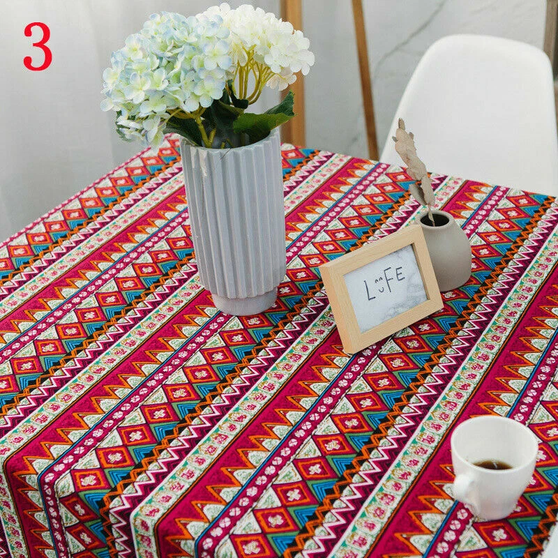 Mesa estampada de tela de lino de algodón hágalo usted mismo tela bohemia étnica 1 metro artesanía Foto 4 de 4