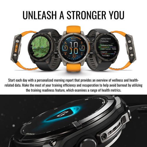 Garmin Fenix 8 AMOLED Sapphire 47mm GPS Black and Pebble Gray Smartwatch Bundle - Picture 5 of 7