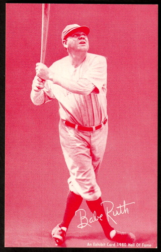 1980 Eine Ausstellungskarte HALL OF FAME BABE RUTH RUBINROT SEPIA WHITEBACK NEUWERTIG