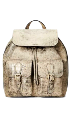 Ralph Lauren Ralph Lauren Bronze Leather Backpack Ralph Lauren Croc Embossed Leather Tan Olive Bronze Gold  main image 3