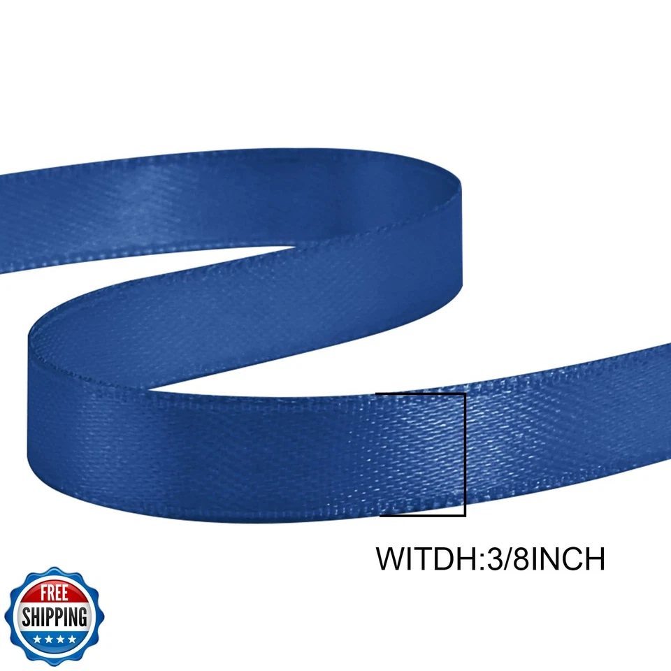 GTYBOVA 3/8 Inch x 100 Yards Double Face Navy Blue Satin Ribbon 100% Polyeste - Image 3 of 4