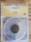 1908-S Indian Head Cent ANACS Fine 12 - Semi- Key Date