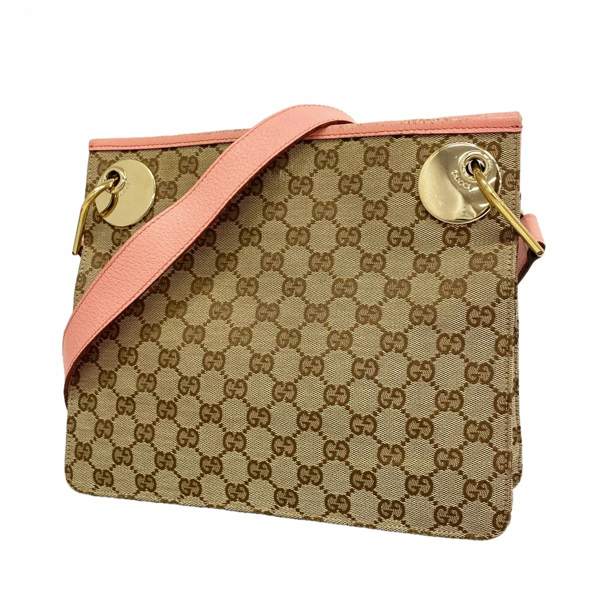 Gucci — Gucci GG Canvas Shoulder Bag Brown Pink Gold