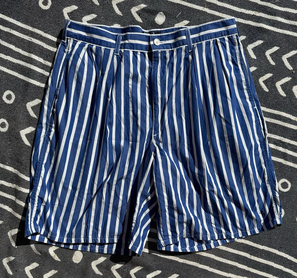 Shorts Polo Ralph Lauren Masculino Vintage 34!Listra Azul Feito nos EUA Anos 90 - Imagem 2 de 4