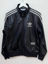 Adidas Originals Chile 62 Track Jacket Black Glossy 3 Stripe Trefoil UK 16