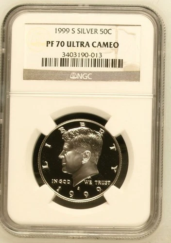 1999-S KENNEDY SILVER HALF DOLLAR NGC PF70 ULTRA CAMEO