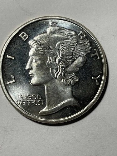 1 Troy Oz .999 Fine Silver Round Mercury Dime Tribute Bullion Coin