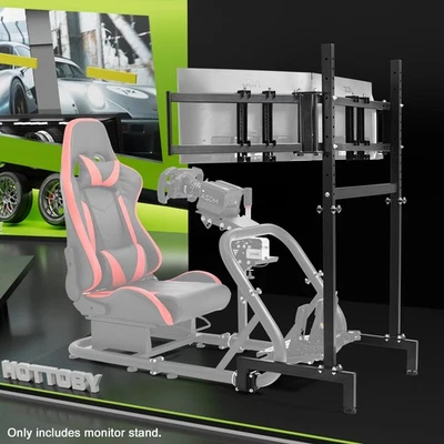 Hottoby Triple Screen Monitor Stand For 50mm Round Tube Racing Simulator Cockpit