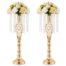 Inweder Gold Vases Centerpieces for Table: 21.7" Tall Flower Stand with Cryst...