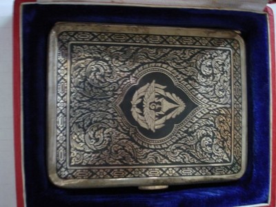 Cigarette Case Engraved from the Royal Thai Air Force in Original Presentation B