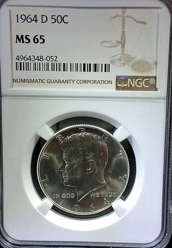 1964-D  50C Kennedy Half Dollar NGC MS65 90% Silver