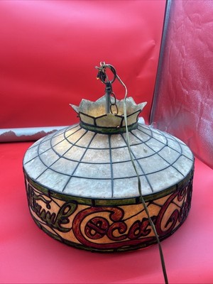 VTG ''Drink Coca Cola'' Lamp Shade - Stained Glass Style Works! Some Signs Of USE!