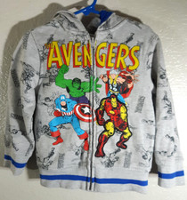 Marvel Avengers Gray Hooded Sweatshirt Full Zip Hoodie Jacket Toddler Boys 4T