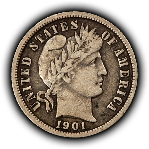 1901-O 10c Silver Barber Dime - VF Semi Key Date - SKU-Z6153