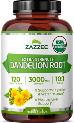#ad Zazzee USDA Organic Dandelion Root 10:1 Extract 3000 mg Strength 120 Capsules $30.97