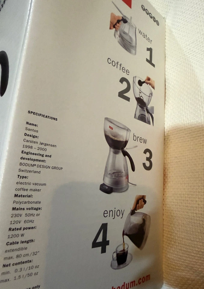 Bodum SANTOS 3000 Electric 12 Cup Vacuum Coffee Maker With Timer Version - Image 2 of 4