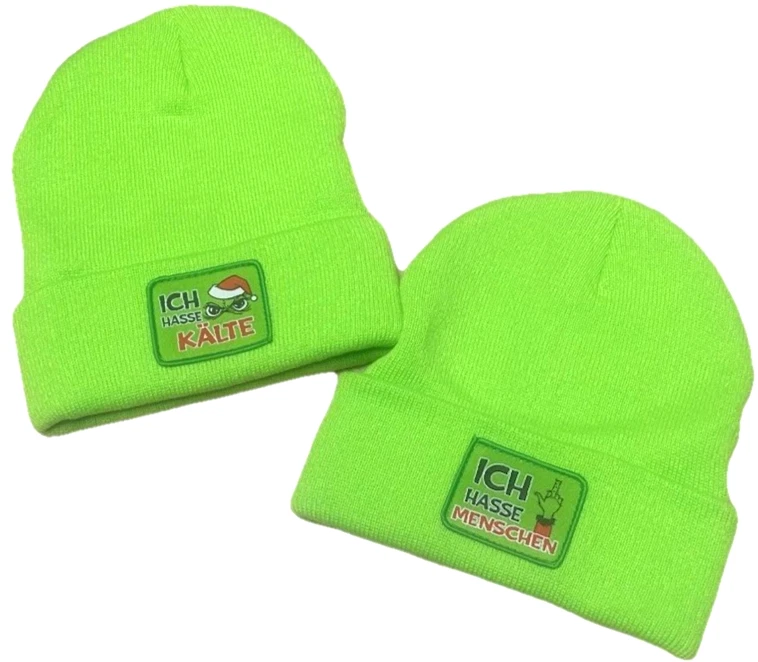 G&M GMBH 2x Beanie Strickmütze Mütze Festtagsmuffel Weihnachten Wintermütze warm Muffel