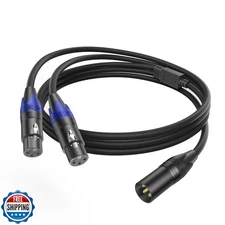 LanSenSu Male to Dual Female XLR Y Splitter Microphone Cable 3.3ft, 3-Pin Bal
