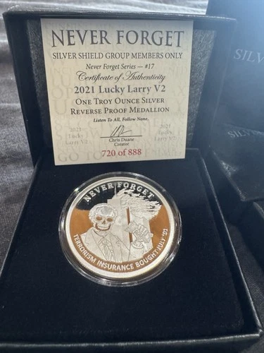 Silver Shield - 2021 Lucky Larry V2 1oz Reverse Proof Never Forget #17 W/COA