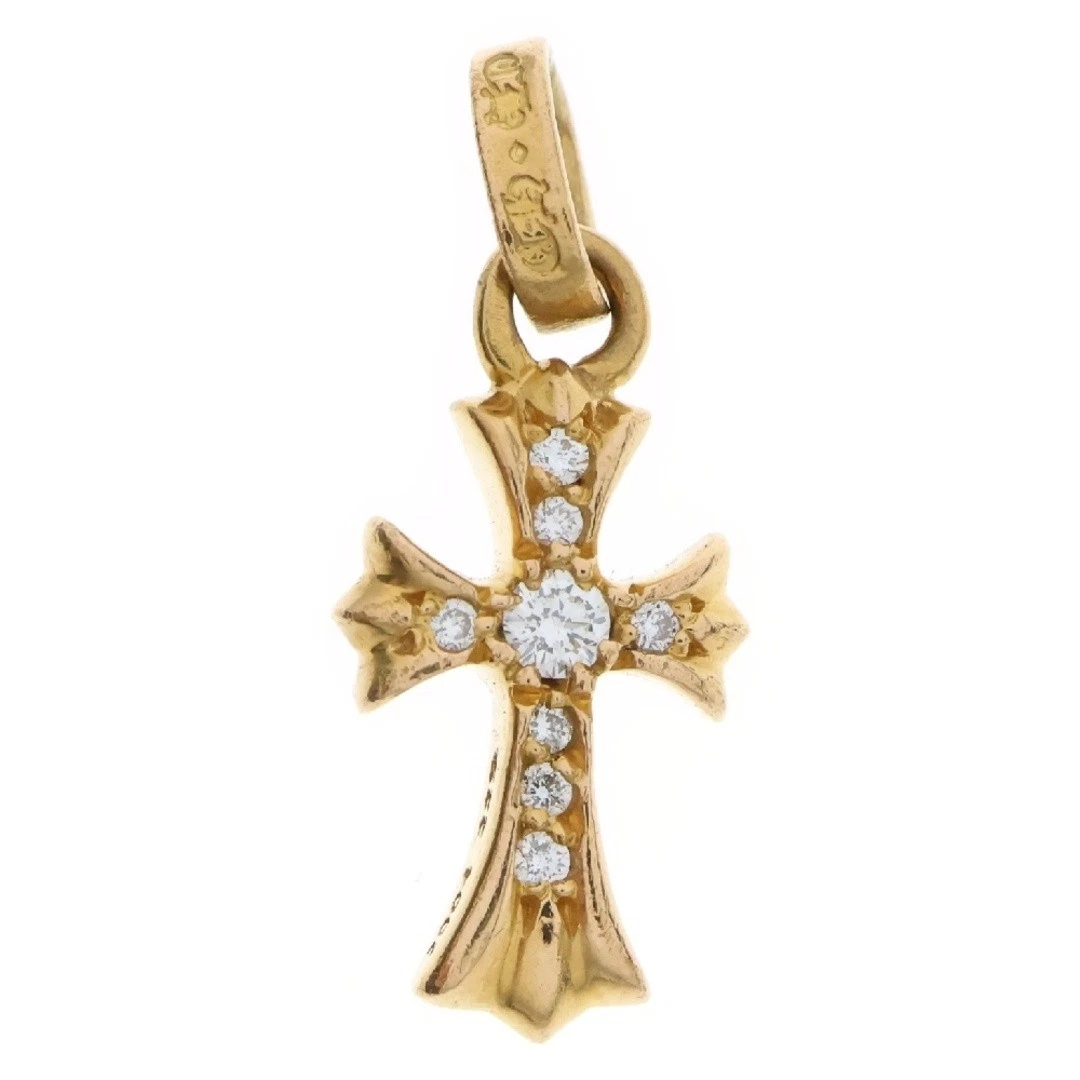 CHROME HEARTS CUORI CROMATI 22K CRS BBYFAT P DIA bambino croce grassa pavè diamante ciondolo top