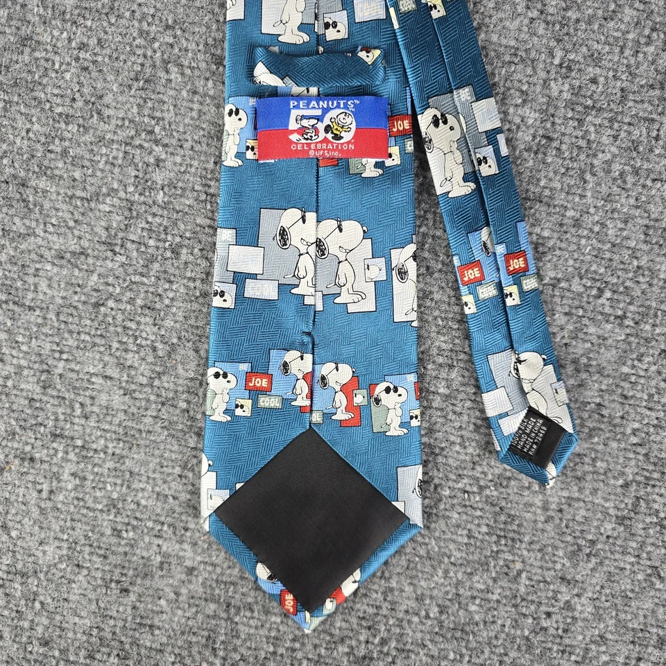 Corbata fresca vintage Peanuts 50th Joe azul Snoopy RN 73469 seda 3,5"x59" UFS Inc Foto 3 de 4