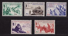 timbres France LVF  série Borodino  de 1942 num: 6 a 10 **