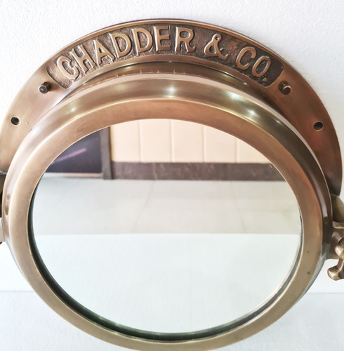 40.64 cm Antique Brown Heavy Canal Boat Porthole Window Ship Round Mirror - Picture 6 of 6