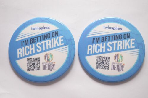 Lot of (2) “I’m Betting On Rich Strike” Kentucky Derby Winner Pin-Back Buttons - Picture 1 of 6