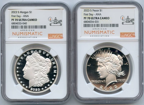 2023-S Morgan & Peace Silver Dollar Proof NGC PF70 First Day ANA FDOI Set JP999