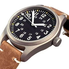 Titanium 39mm Tandorio Black Dial Sapphire Glass NH35A Automatic Mens Watch