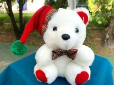 VERY RARE Vintage Dan Dee Christmas White Teddy Bear 7" Plush Stuffed Animal Toy