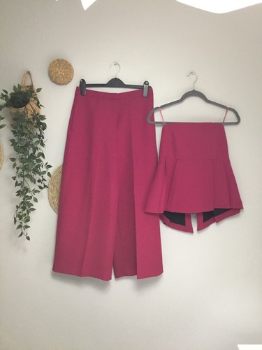 Nuevo con etiquetas Zara Fucsia Cintura Alta Culotte Pantalones Y Bustier Top Co Ord Traje Talla S - Imagen 2 de 5