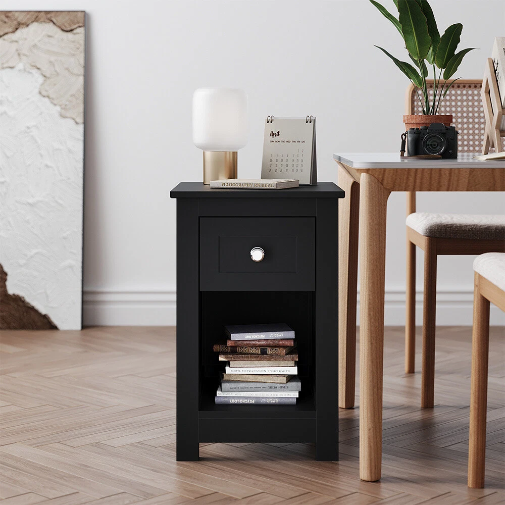 Black slim side sale table