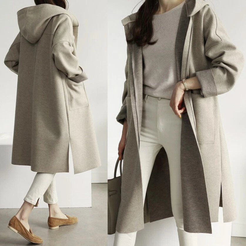 Wool coat shop with hoodie