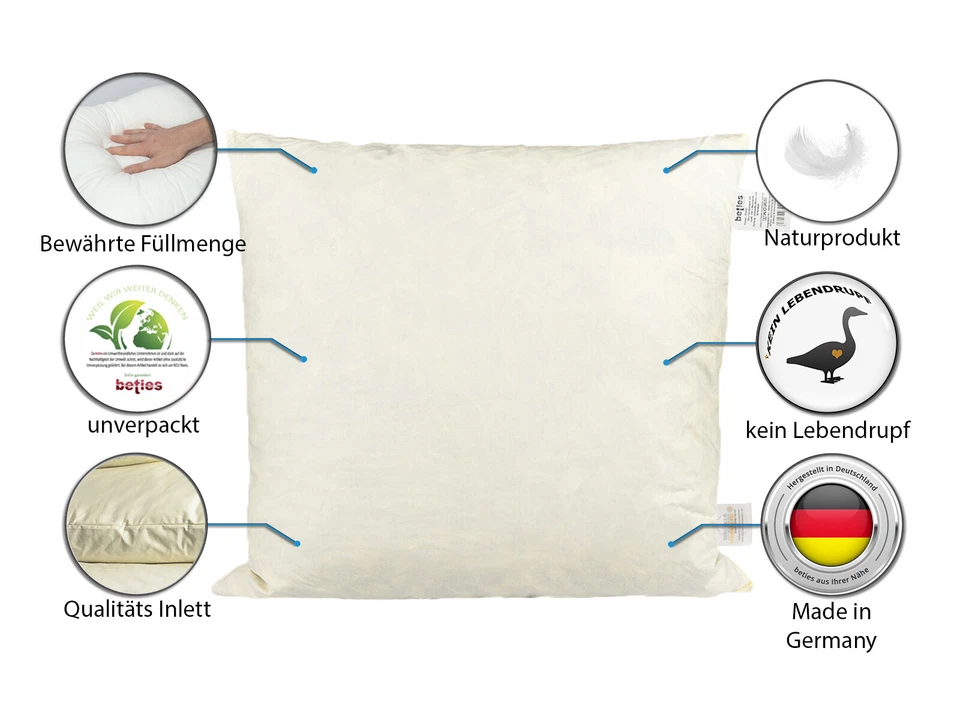 beties „Publik“ Federkissen Füllkissen waschbar verschiedene Größen und Formen - Bild 2 von 4