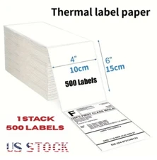 500 4" x 6" Fanfold Direct Thermal Shipping Labels for Zebra & Rollo Printers US