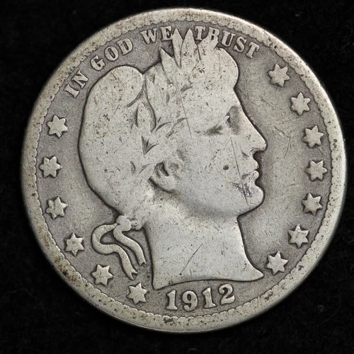 1912-S Silver Barber Quarter GOOD FREE SHIPPING