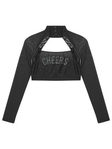 Women Cheer Uniform Tops Night Club Crop Top Rhinestone Cheerleader Costume - Picture 72 of 87