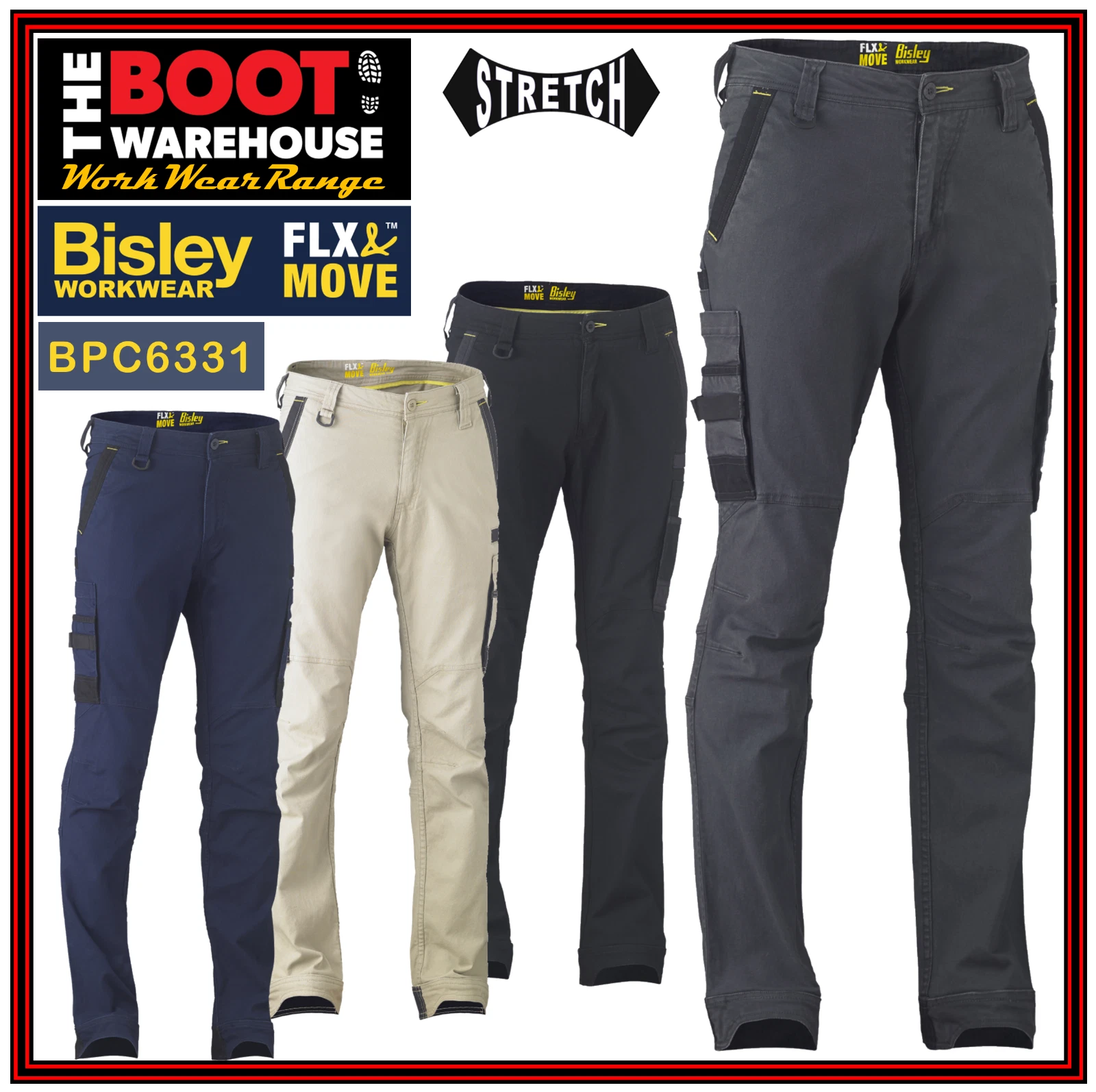 Bisley BPC6331 Men's 'FLEX & MOVE' Stretch Utility Cargo Pants Pre Order
Opens in a new window or ta