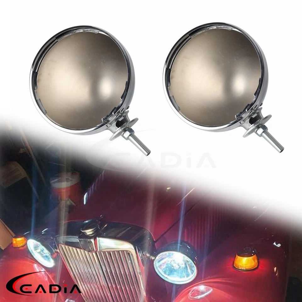 2 pcs Universal Chrome Dietz Type 7" Headlight Bucket Chrome Housing & Trim Ring - image 2 of 4