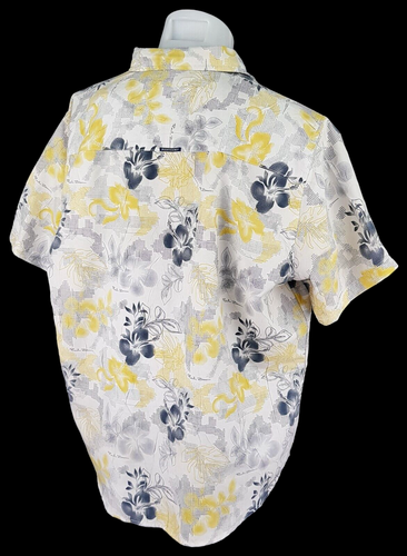 POINT ZERO Mens Grey & Yellow S/S HAWAIIAN SHIRT Ultrasoft - XL (2XL) - 54" -£79 - Picture 13 of 13