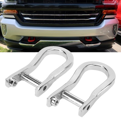 _Silver 2pcs Car Front Bumper Tow Hooks Shackles 84192871 For Sierra 1500