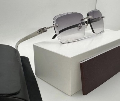 Big C Platinum/Gray CT0046O VVS CZ Cut White Buffalo Horn Buff Cart ier Glasses