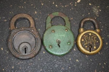 Antique Lock Lot of 3 Brass Iron Yale & Towne Mfg SAFE No Key