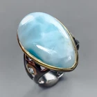 Unique ring 28 ct Natural Larimar Ring 925 Sterling Silver Size 8 /R433853