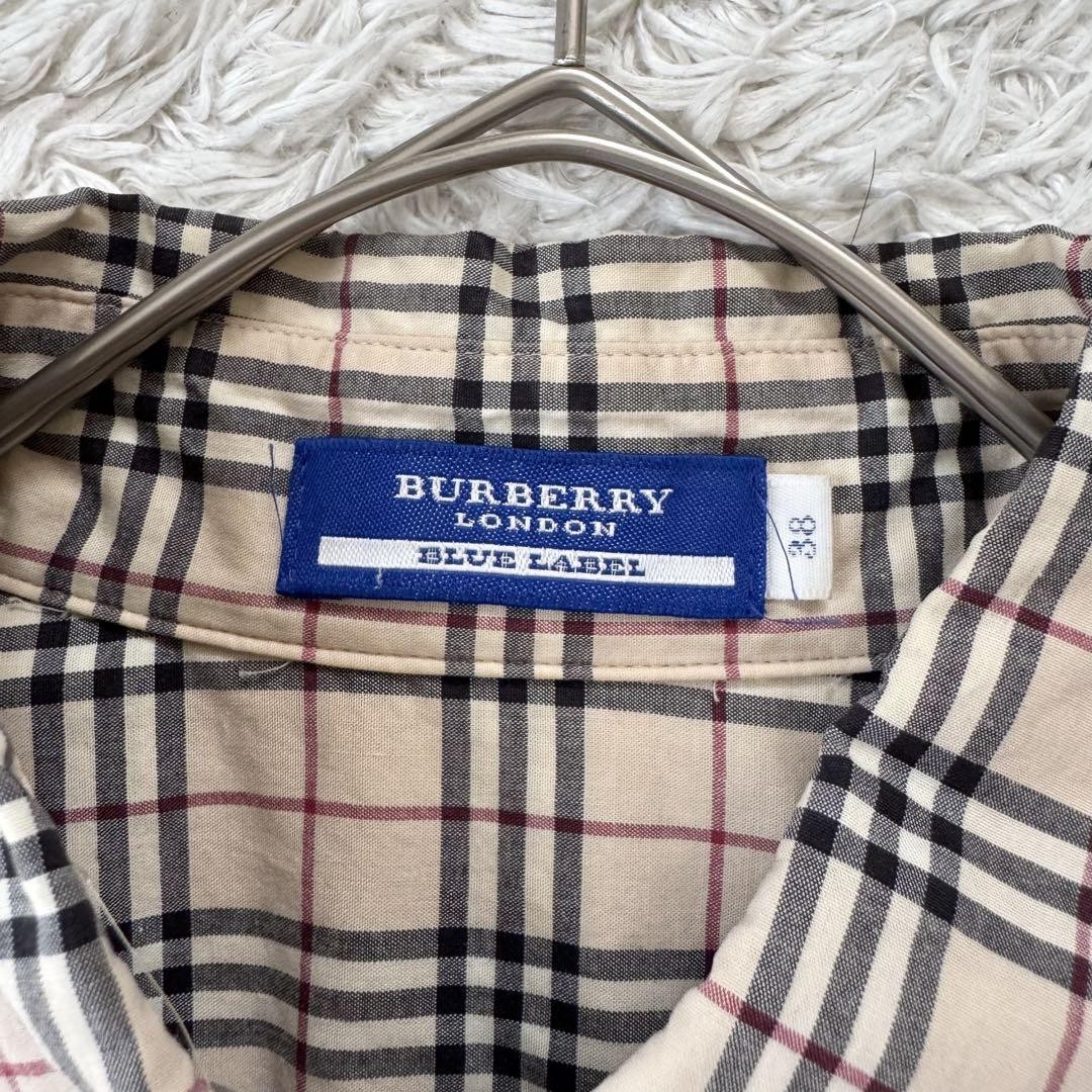 BURBERRY BLUE LABEL 刺繍　ノバチェック　長袖　シャツ Burberry Blue Label Long Sleeve Shirt Nova Check Stretch