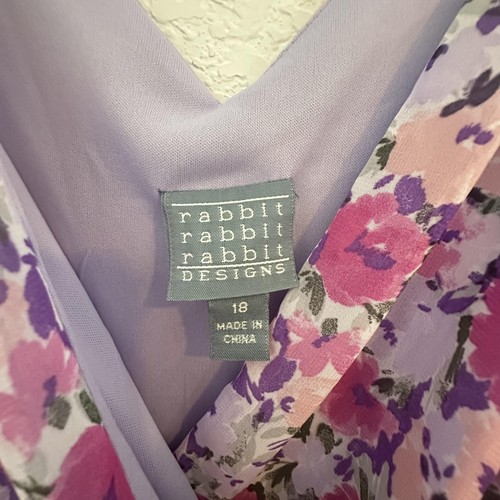 Rabbit Rabbit Designs Kleid Damen 18 Lila Rosa Blumen S/S Maxi Boho Fee - Bild 3 von 11