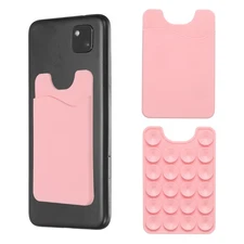 2 Pack Suction Phone Card Holder, Suction Cup Phone Grip, Pink