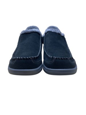 Orthofeet Men’s Black Leather With Faux Fur Lining Slip-On Slippers Size 12 Wide Amazon.com | Orthofeet Men main image 4